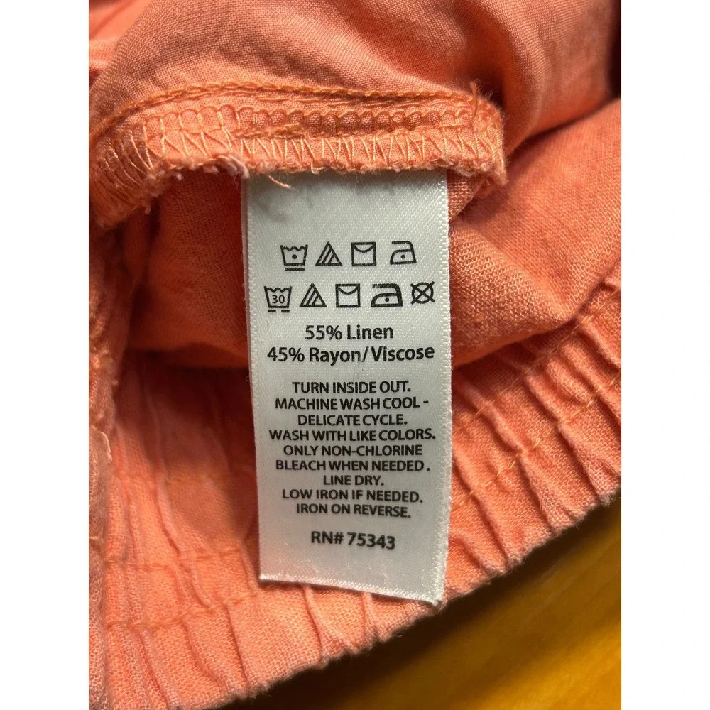 C&C California Boho Chic Coral Pink Linen Blend Drawstring Wide Leg Crop Pants